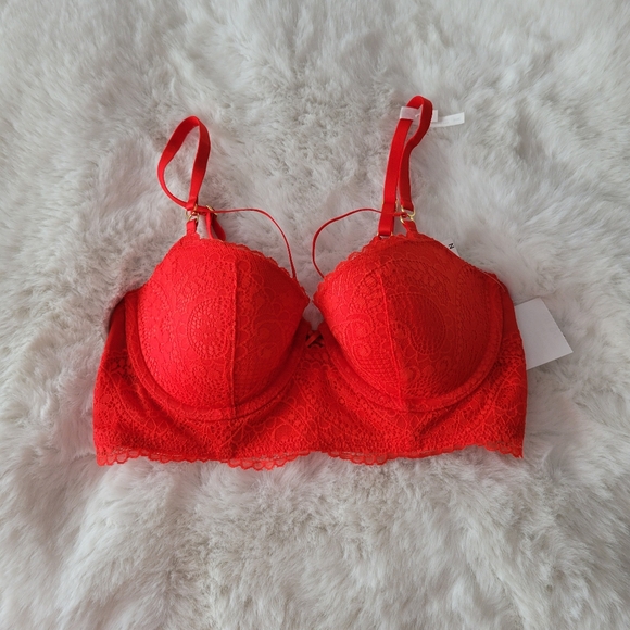 💋AERIE REAL POWER PAISLEY LACE STRAPPY BALCONETTE BRA SIZE 34C - Picture 5 of 7